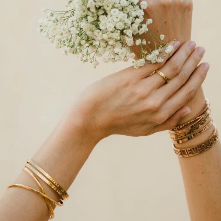 Mantra Band Gold Cuff Bangle